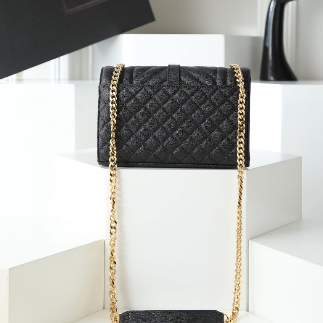 Luxury Quilted Leather Envelope Bag – Small 21cm Crossbody Clutch