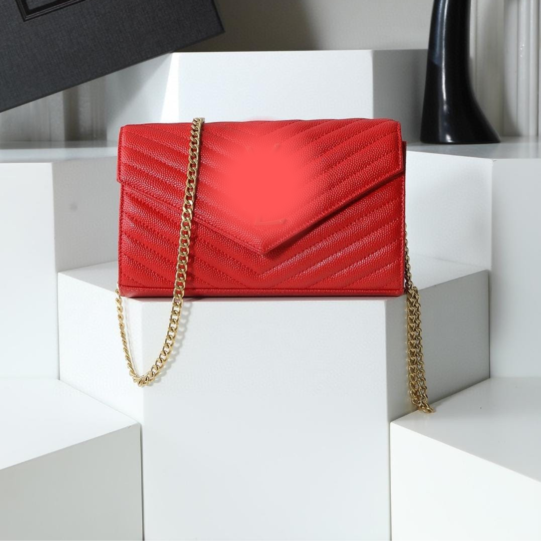Luxury Genuine Leather Flap Shoulder Bag – Elegant Quilted Design with Detachable Chain Strap (22.5×14×4 cm)