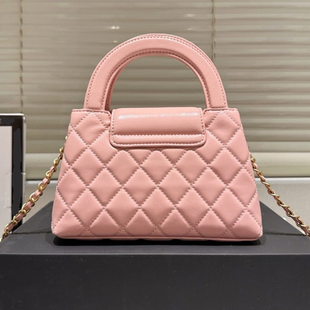 Designer Small 20cm Kelly Shopper Pink Shiny Aged Original Calfskin Gold Hardware