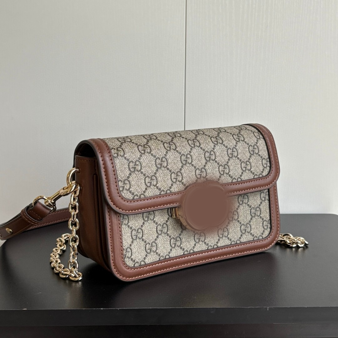 Luxury Women's Designer Shoulder Bag – Small Structured Crossbody in Brown, 21.5×14×9 cm"
