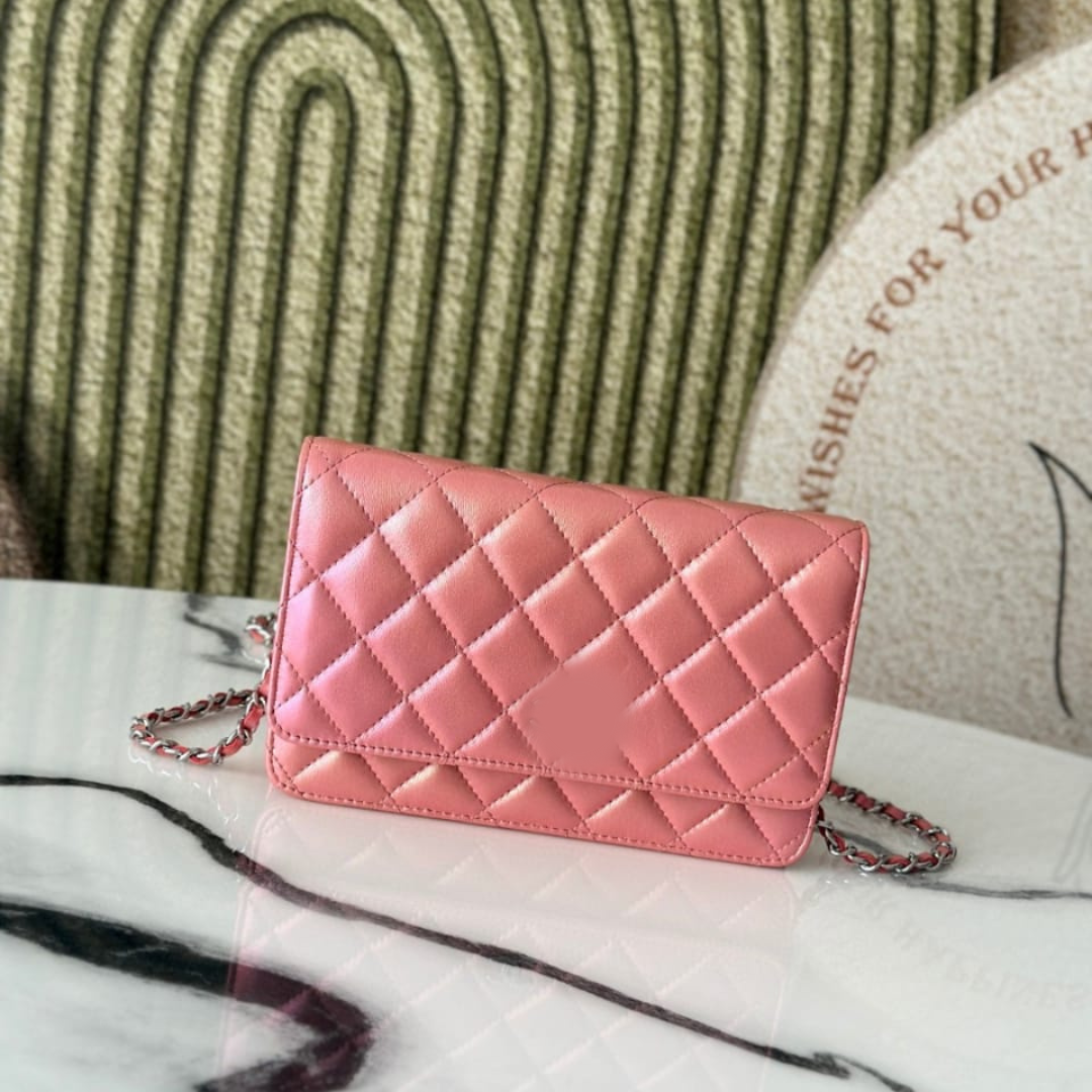 Luxury Women’s Designer Mini Wallet on Chain Handbag – Elegant Crossbody with Lambskin Leather